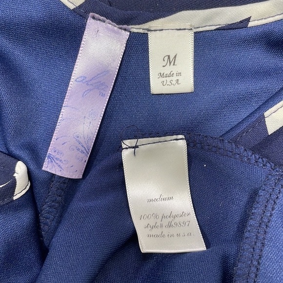 Alya Dress Slip Sleeveless Blue White Chevron Pockets Size Medium - Picture 13 of 13